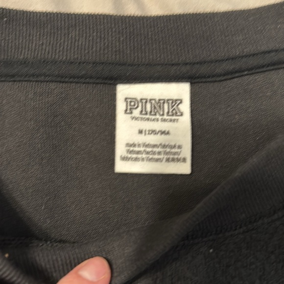 Victoria Secret pink embroidered red roses black fleece sweatshirt - Picture 4 of 8